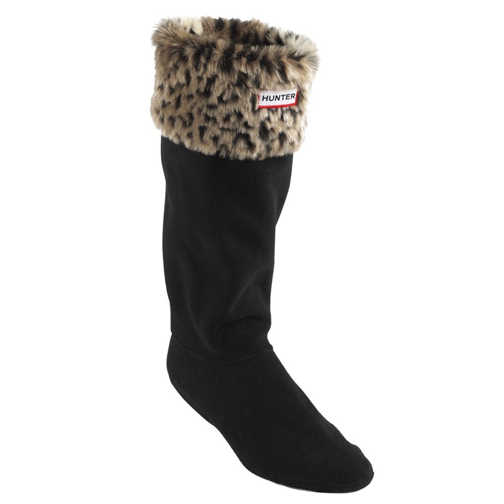 Hunter Black Winter Boots with Faux Fur Cuff
